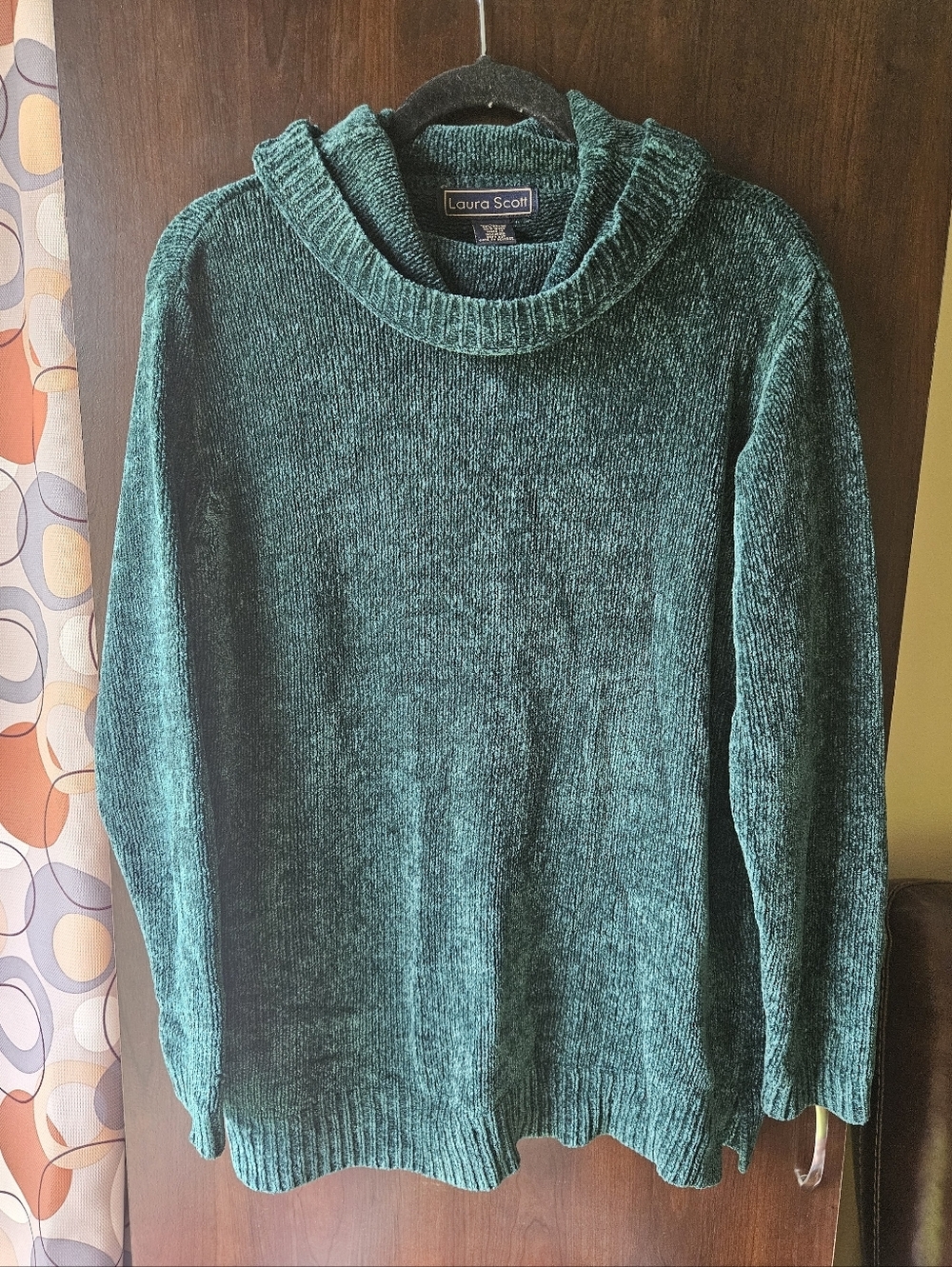 Laura Scott Green Cowl Neck Sweater Size XL